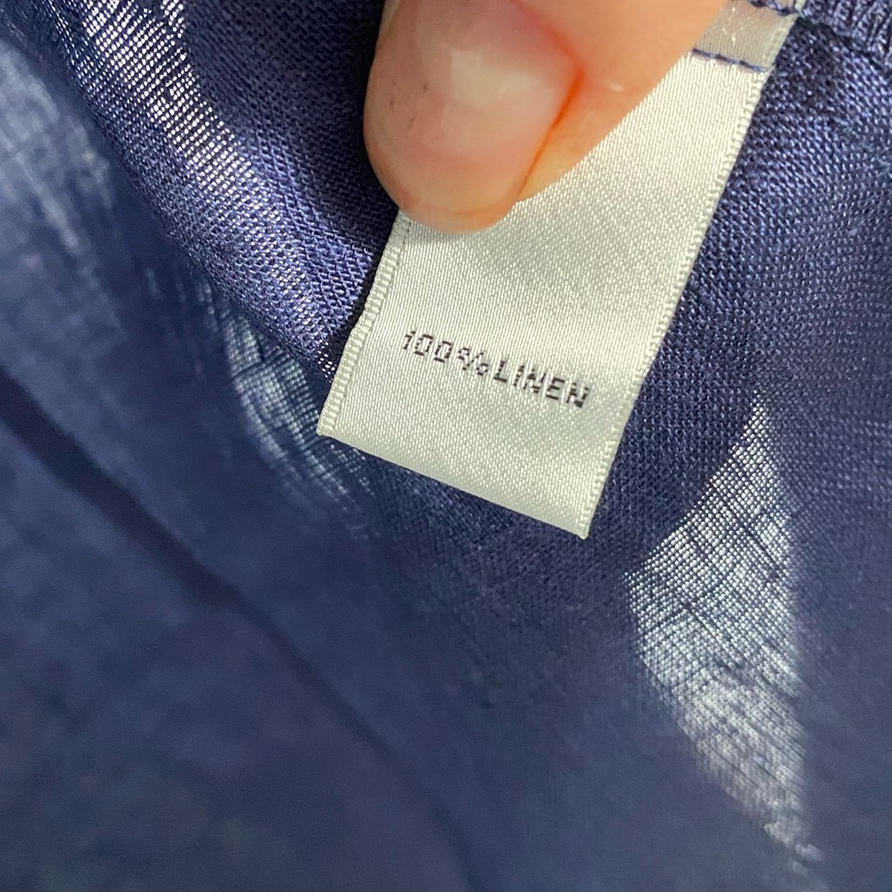 Neiman Marcus Navy Linen Wrap Dress size small - Picture 10 of 11